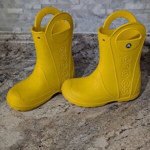 Crocs Kids Yellow Rain Boots Waterproof Slip-On